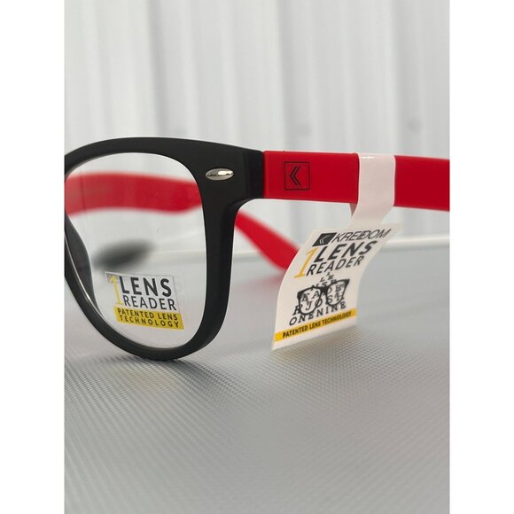 Kreedom Reverb 1 Lens Reader Glasses Patented Lens Technology Black and Red NEW - Picture 2 of 6